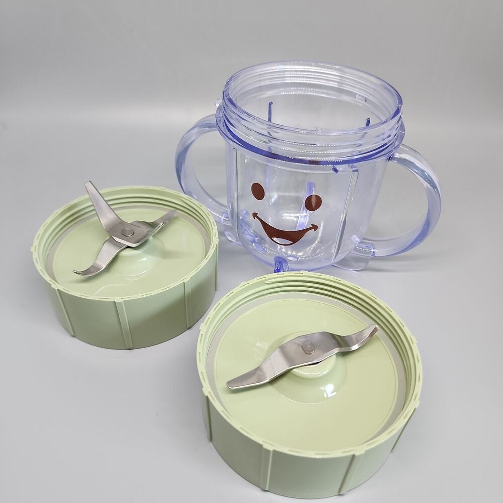 GREEN Baby Bullet Food Blender Short Cup & Two Blades Milling Chopping‎ BBR-2001